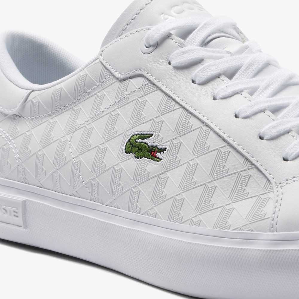 Lacoste Powercourt Leather Sneakers White/White | SZVN-83916