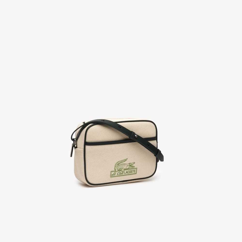 Lacoste Print Front Shoulder Bag Natural Sinople Estragon | FTLC-37560