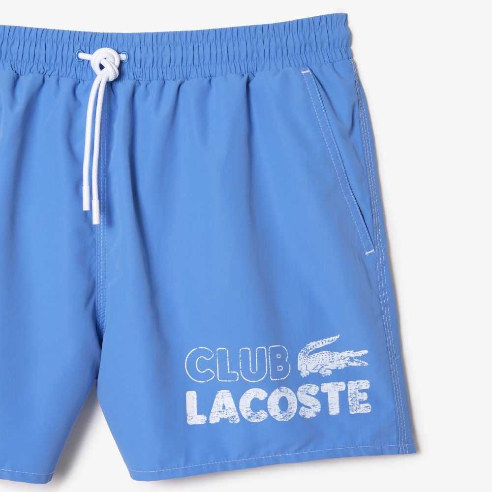 Lacoste Quick-Dry Swim Trunks with Integrated Lining Blue | KBYP-97823