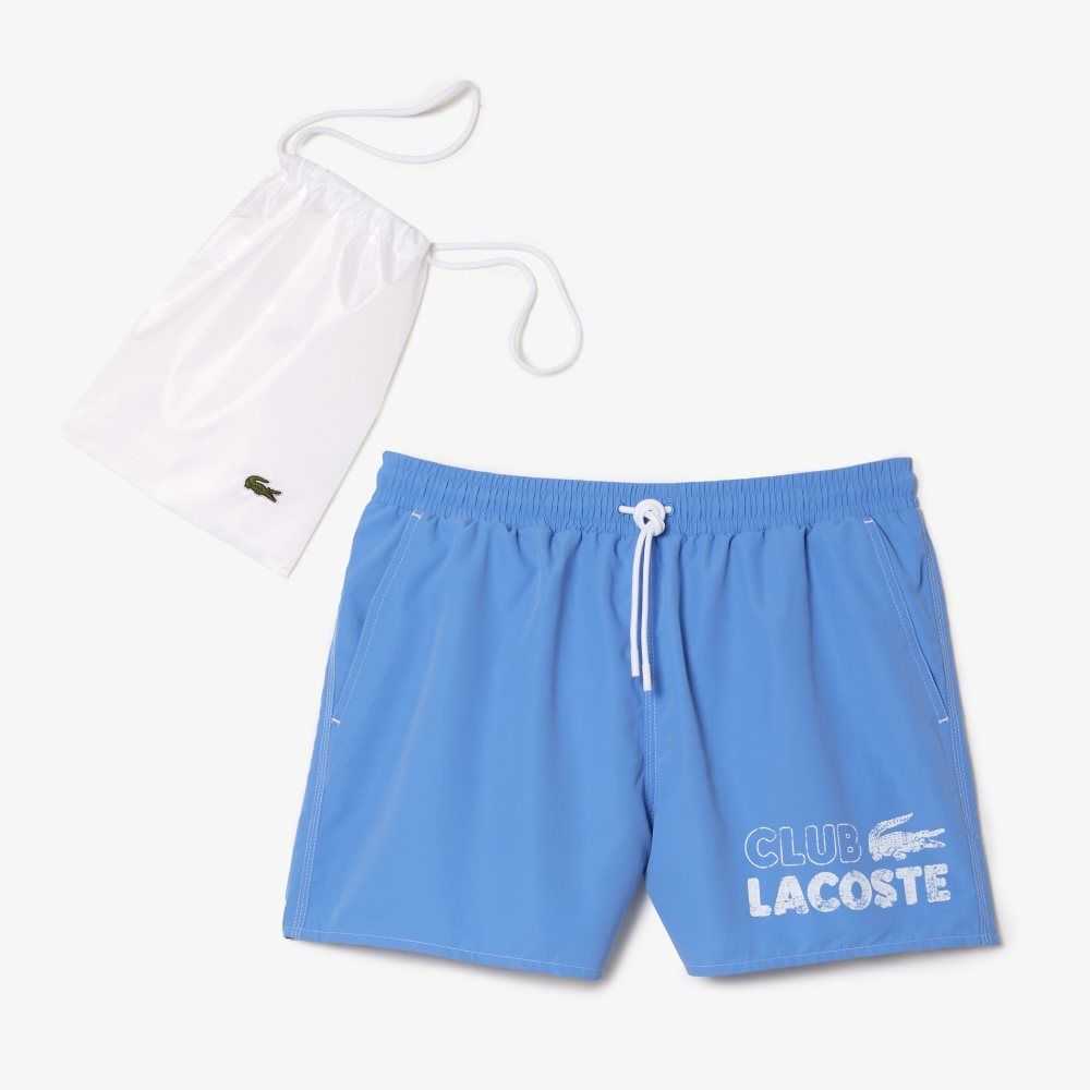 Lacoste Quick-Dry Swim Trunks with Integrated Lining Blue | KBYP-97823