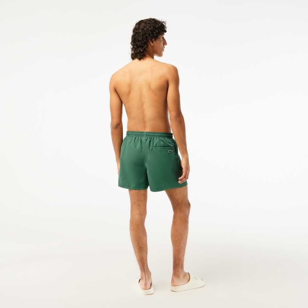 Lacoste Quick-Dry Swim Trunks with Integrated Lining Khaki Green | KIHL-15793