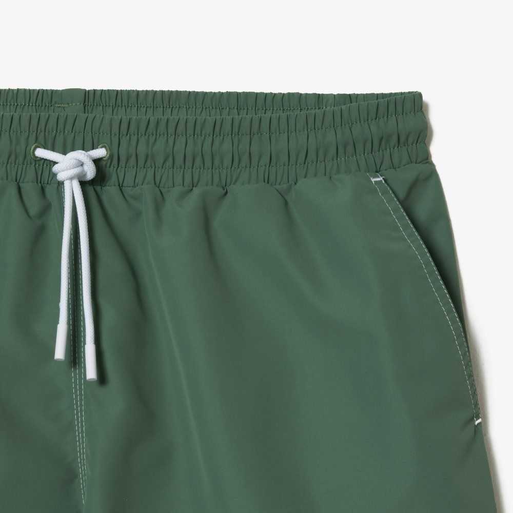 Lacoste Quick-Dry Swim Trunks with Integrated Lining Khaki Green | KIHL-15793