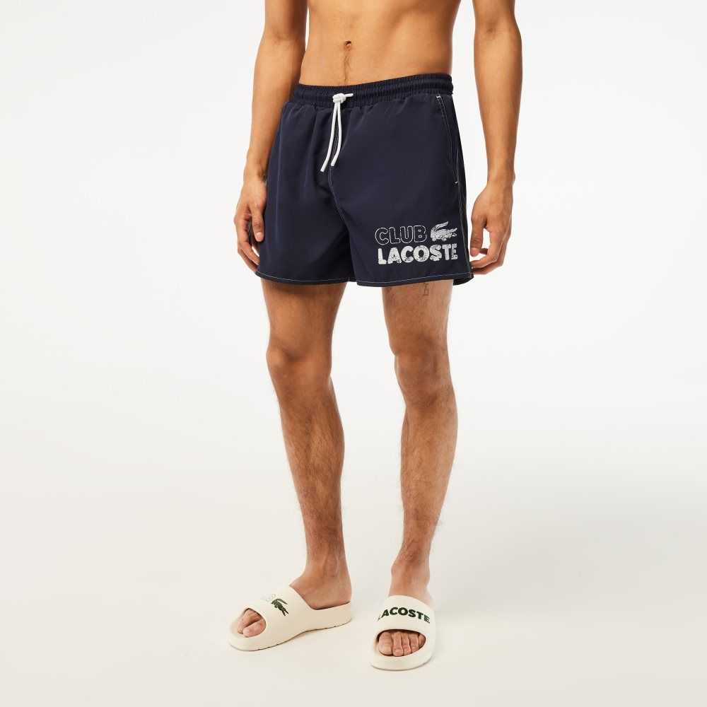 Lacoste Quick-Dry Swim Trunks with Integrated Lining Navy Blue | YLCQ-26954