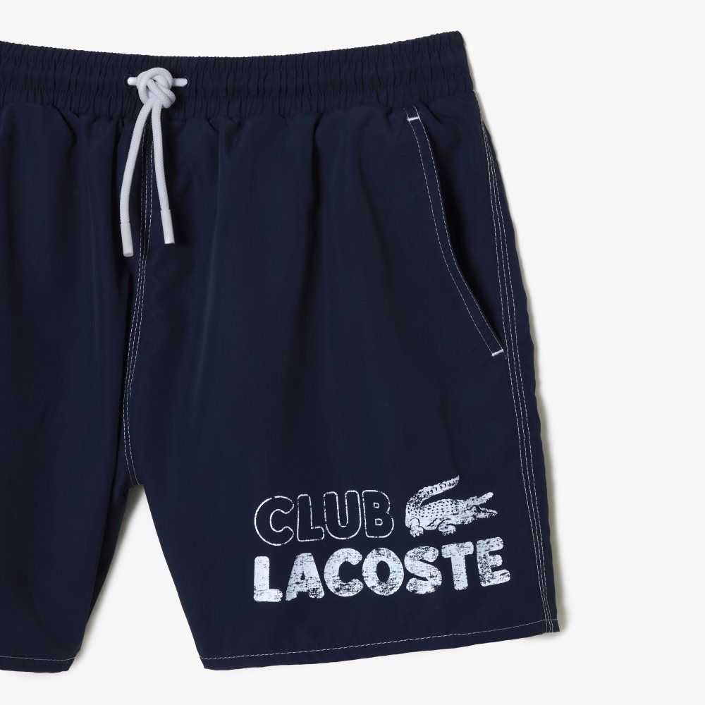 Lacoste Quick-Dry Swim Trunks with Integrated Lining Navy Blue | YLCQ-26954