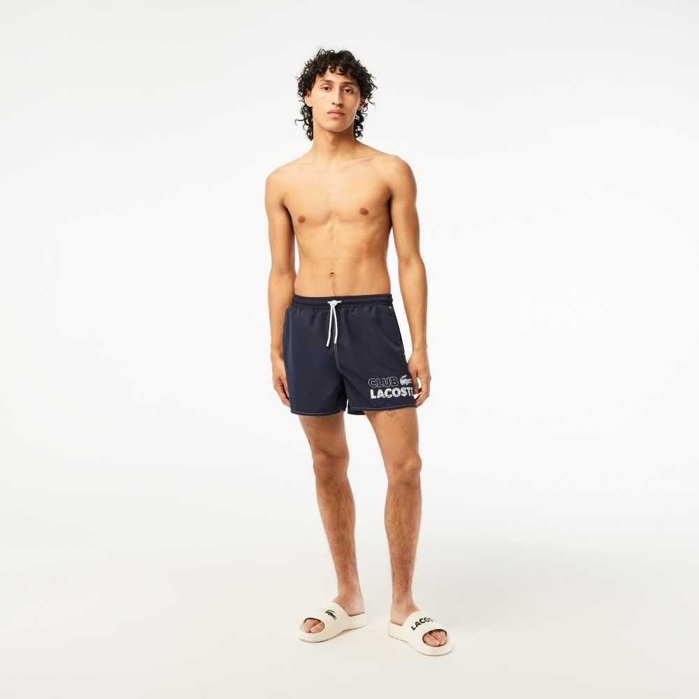 Lacoste Quick-Dry Swim Trunks with Integrated Lining Navy Blue | YLCQ-26954