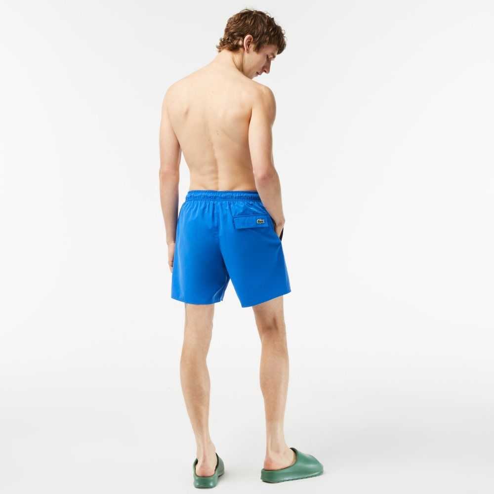 Lacoste Quick-Dry Swim Trunks with Travel Bag Blue | BQLA-63750