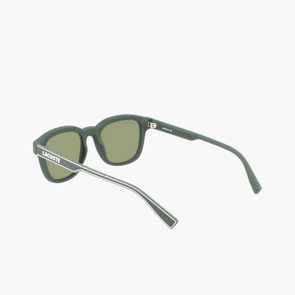 Lacoste Rectangle Active Line Sunglasses Matte Green | OBUW-80675