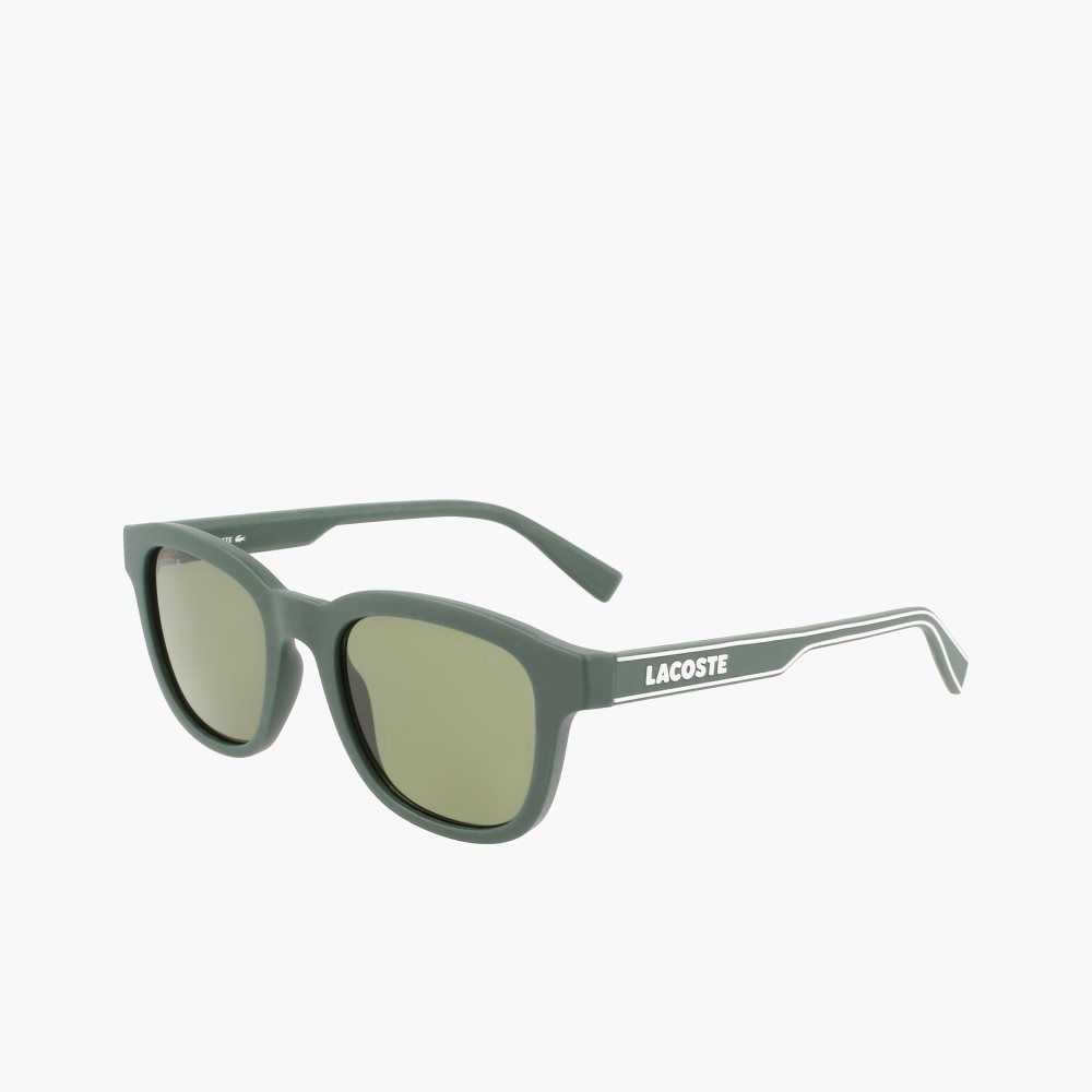Lacoste Rectangle Active Line Sunglasses Matte Green | UJGN-68325