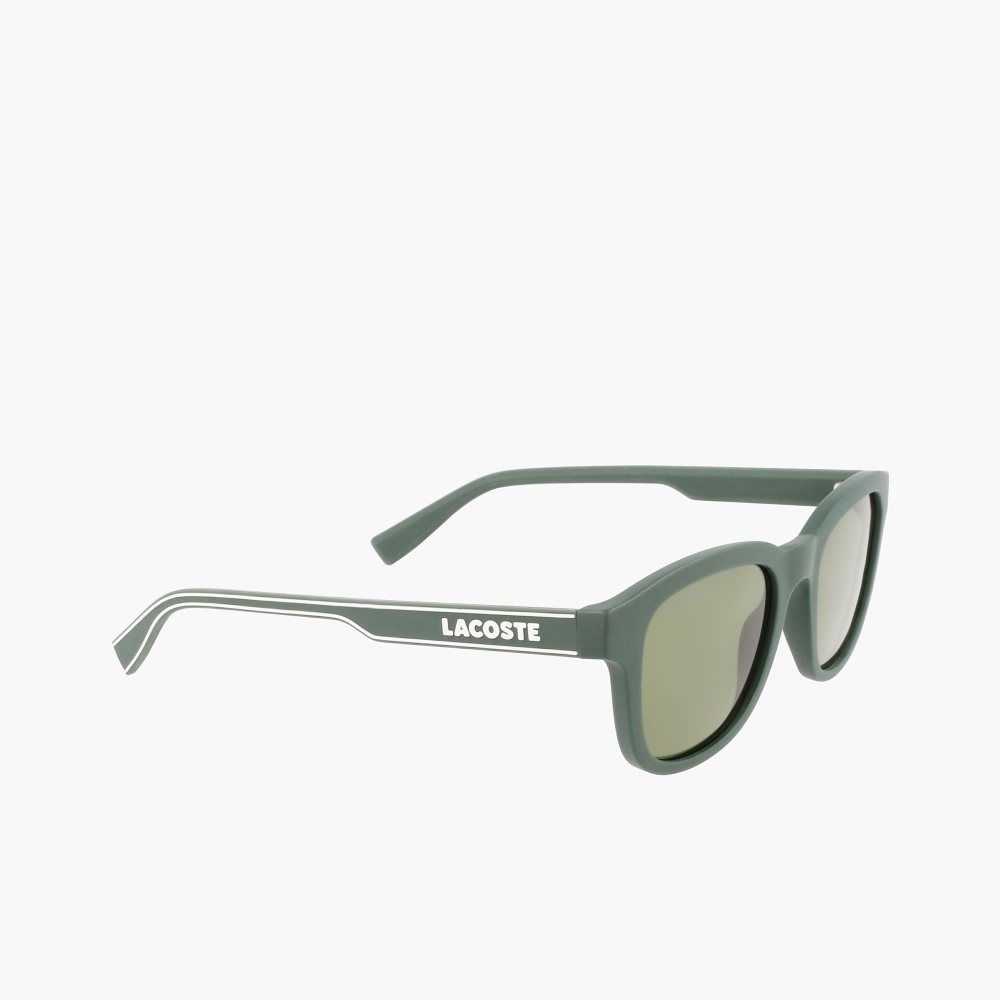 Lacoste Rectangle Active Line Sunglasses Matte Green | UJGN-68325