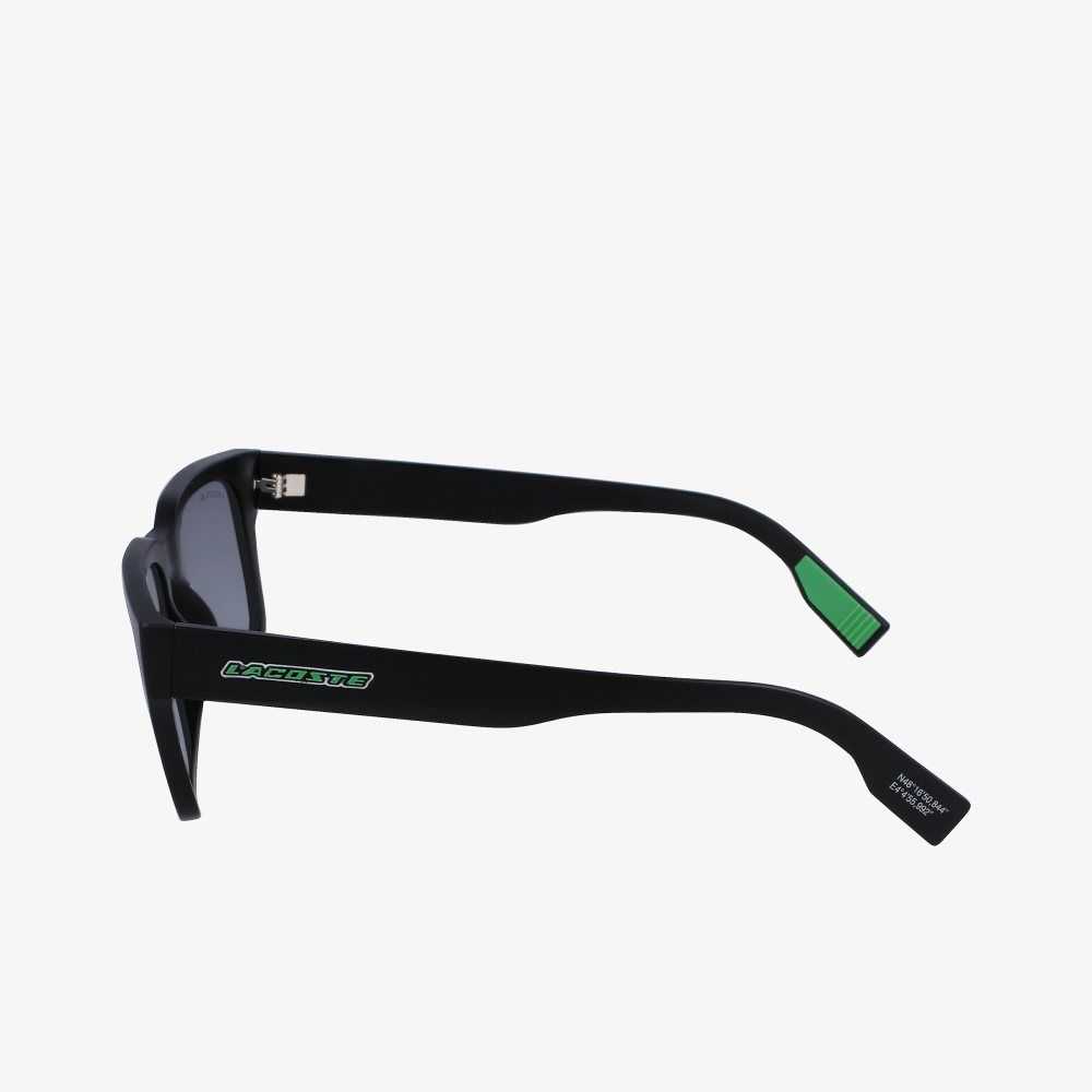 Lacoste Rectangle Active Sunglasses Black/Blue | LZUV-18369