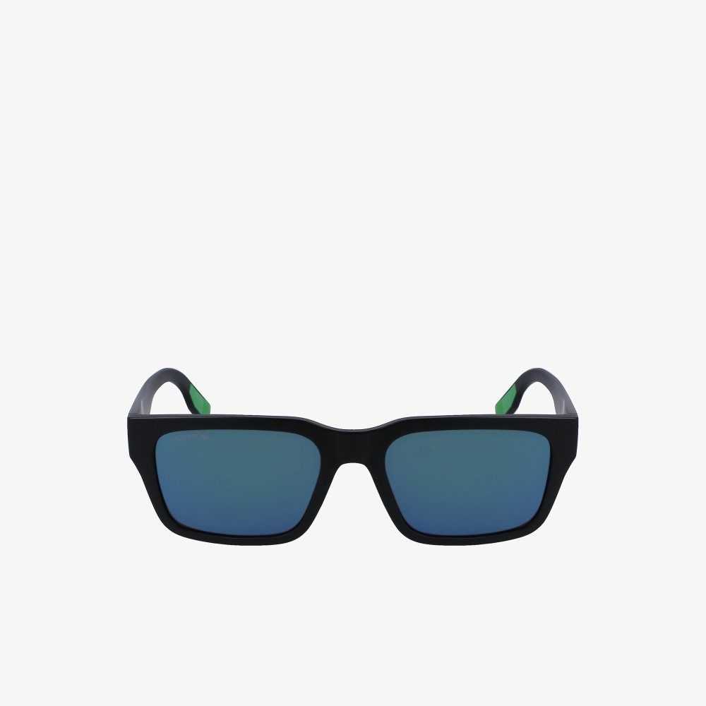 Lacoste Rectangle Active Sunglasses Black/Blue | NQYE-34902