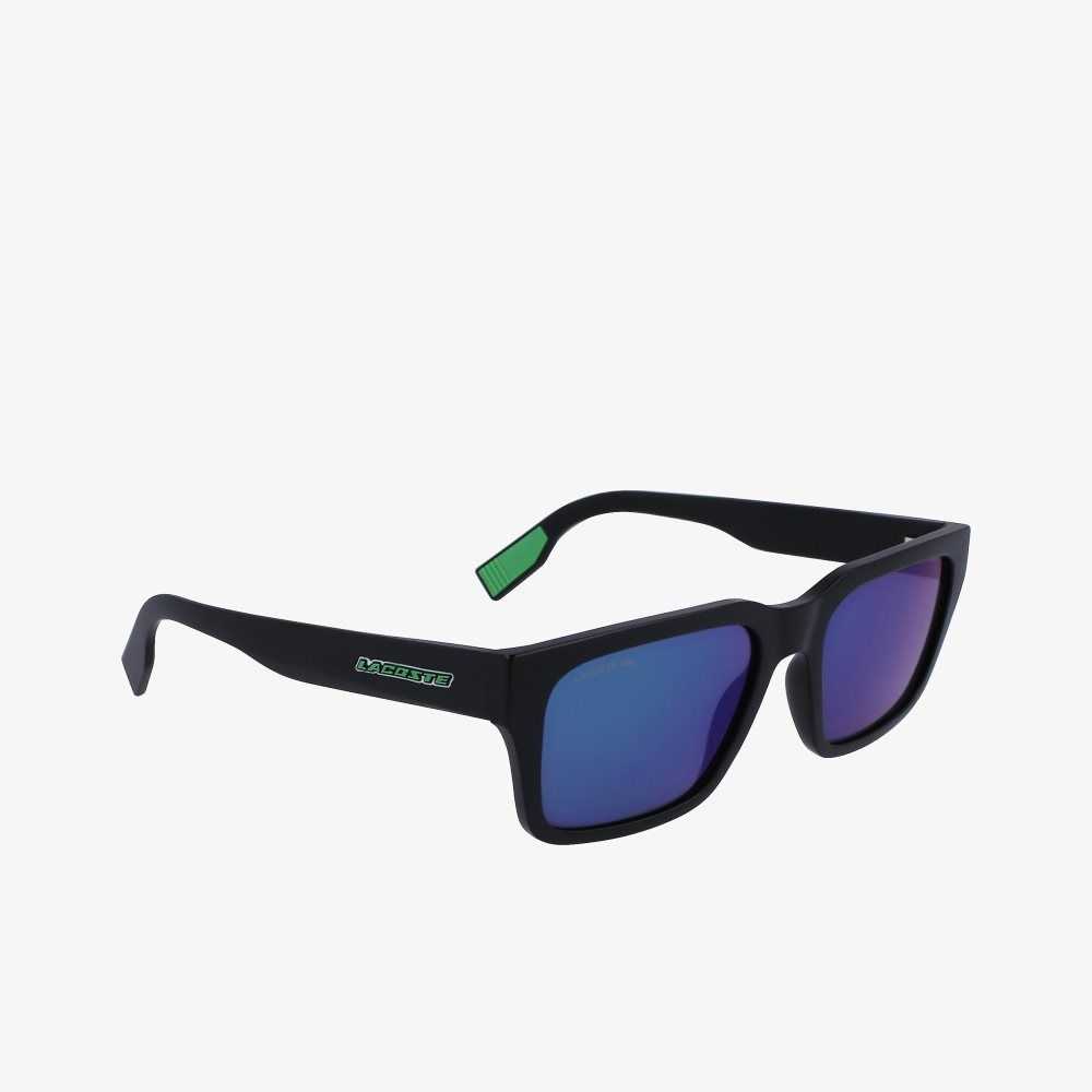 Lacoste Rectangle Active Sunglasses Black/Blue | NQYE-34902