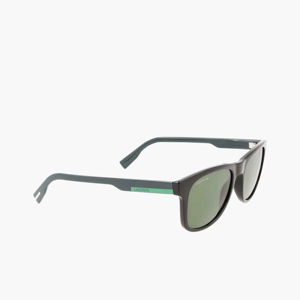 Lacoste Rectangle Color Block Sunglasses Matt Black | AGSF-75631