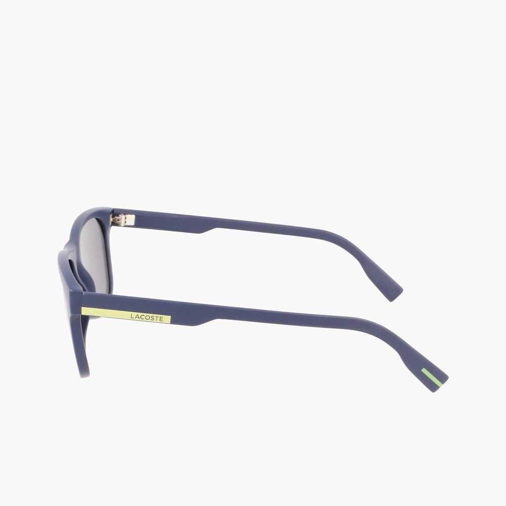 Lacoste Rectangle Color Block Sunglasses Matte Blue | XNHW-90275