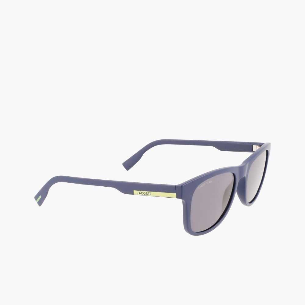 Lacoste Rectangle Color Block Sunglasses Matte Blue | XNHW-90275