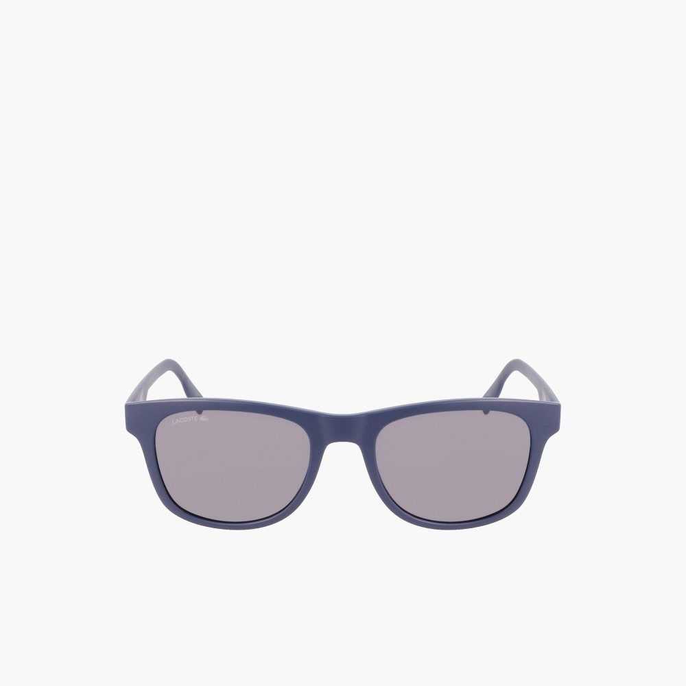 Lacoste Rectangle Color Block Sunglasses Matte Blue | XNHW-90275