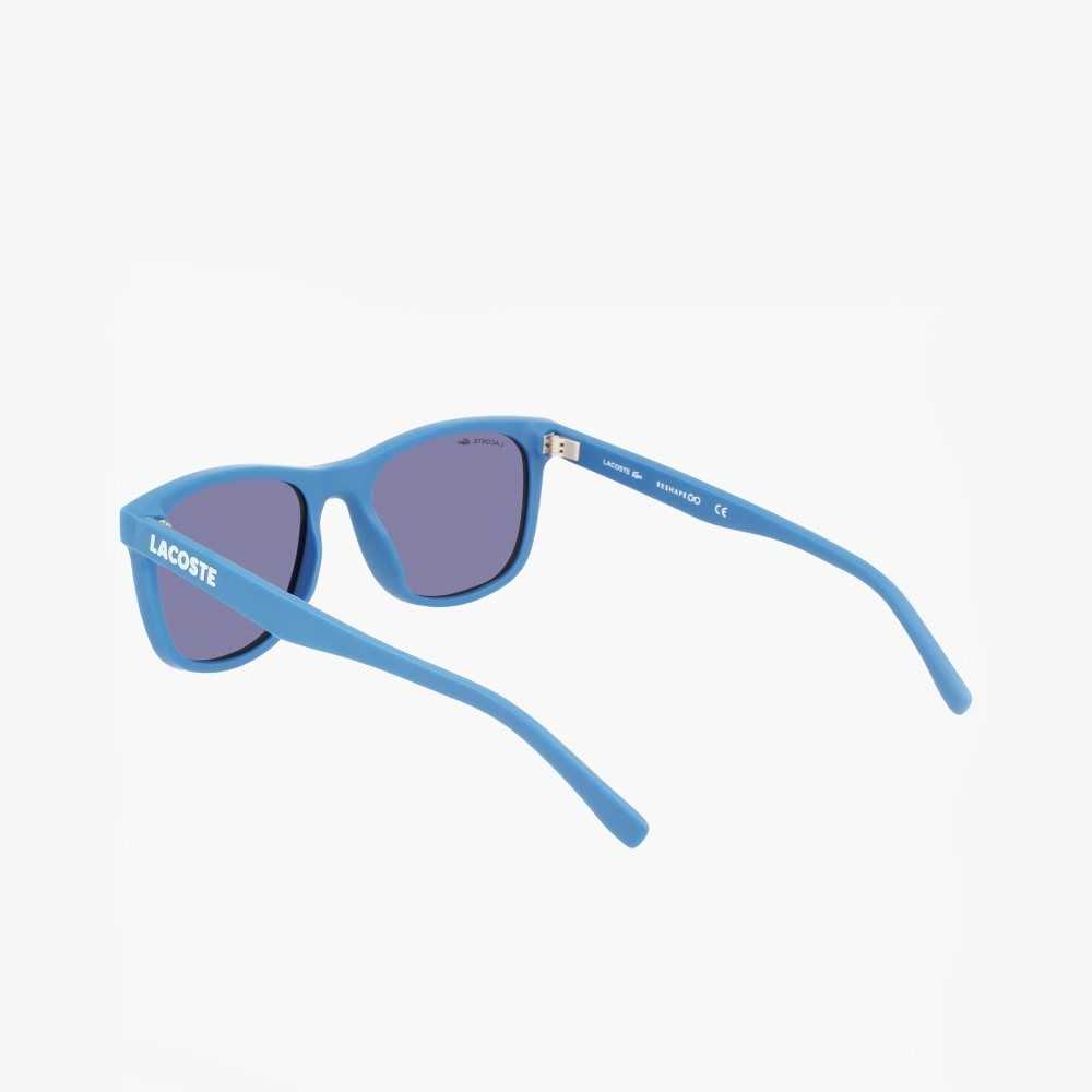 Lacoste Rectangle Recycled PET Injected Beach Pack Sunglasses Matte Medium Blue | WNMS-95267