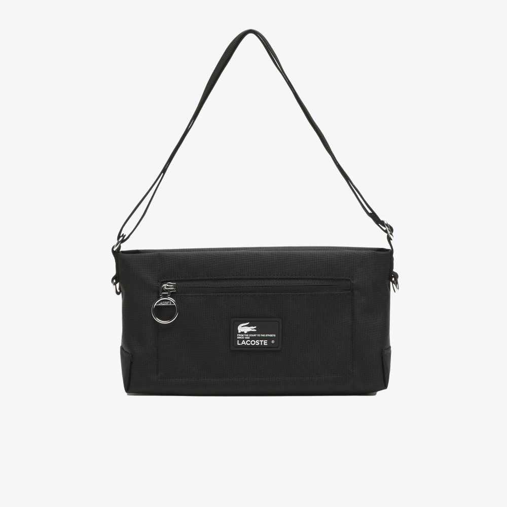 Lacoste Recycled Fiber Zipped Bag Noir Patch | QIRT-56843