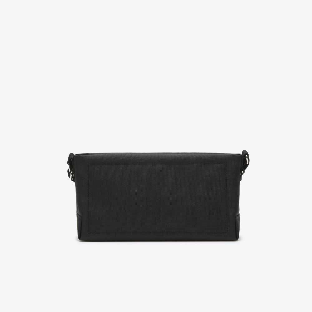 Lacoste Recycled Fiber Zipped Bag Noir Patch | QIRT-56843