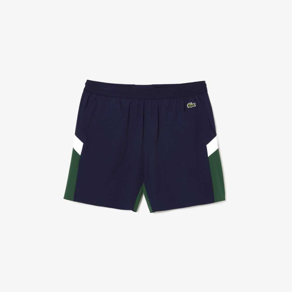 Lacoste Recycled Polyamide Colorblock Swim Trunks Navy Blue / Green / White | NEXU-62534