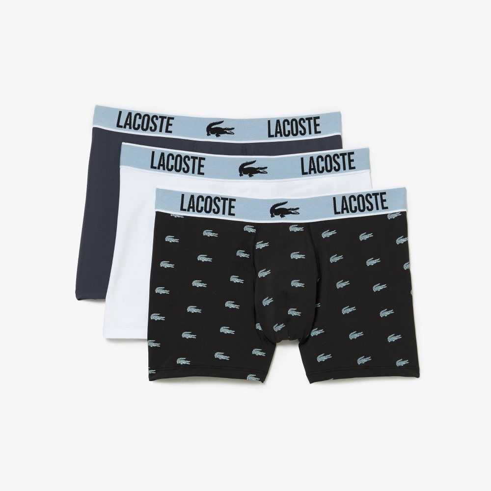 Lacoste Recycled Polyester Jersey Trunk 3-Pack Black / Dark Grey / White | BLXA-73586