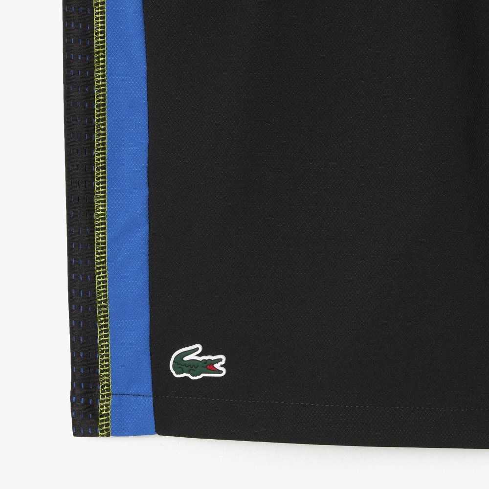 Lacoste Recycled Polyester Tennis Shorts Black / Blue / Yellow | DWPG-30251