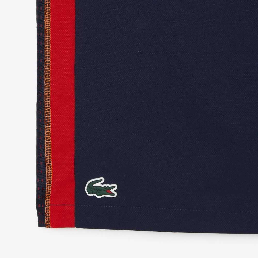 Lacoste Recycled Polyester Tennis Shorts Navy Blue / Red / Orange | LHVO-19328
