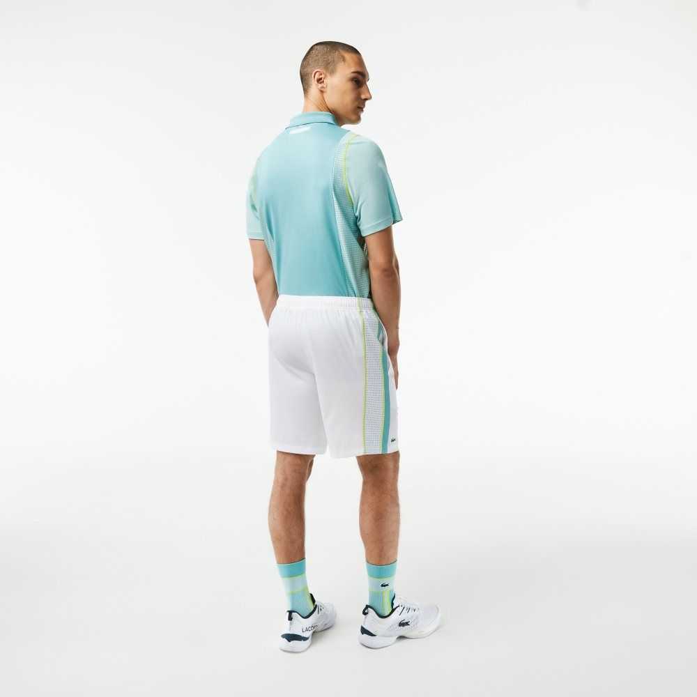 Lacoste Recycled Polyester Tennis Shorts White / Green / Yellow | PSYL-49617
