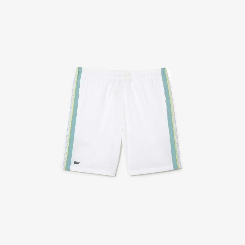 Lacoste Recycled Polyester Tennis Shorts White / Green / Yellow | PSYL-49617