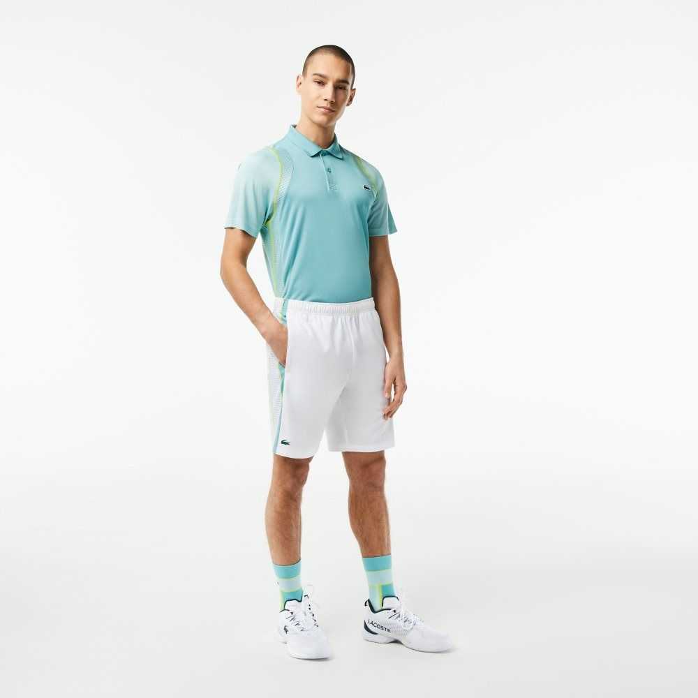 Lacoste Recycled Polyester Tennis Shorts White / Green / Yellow | PSYL-49617