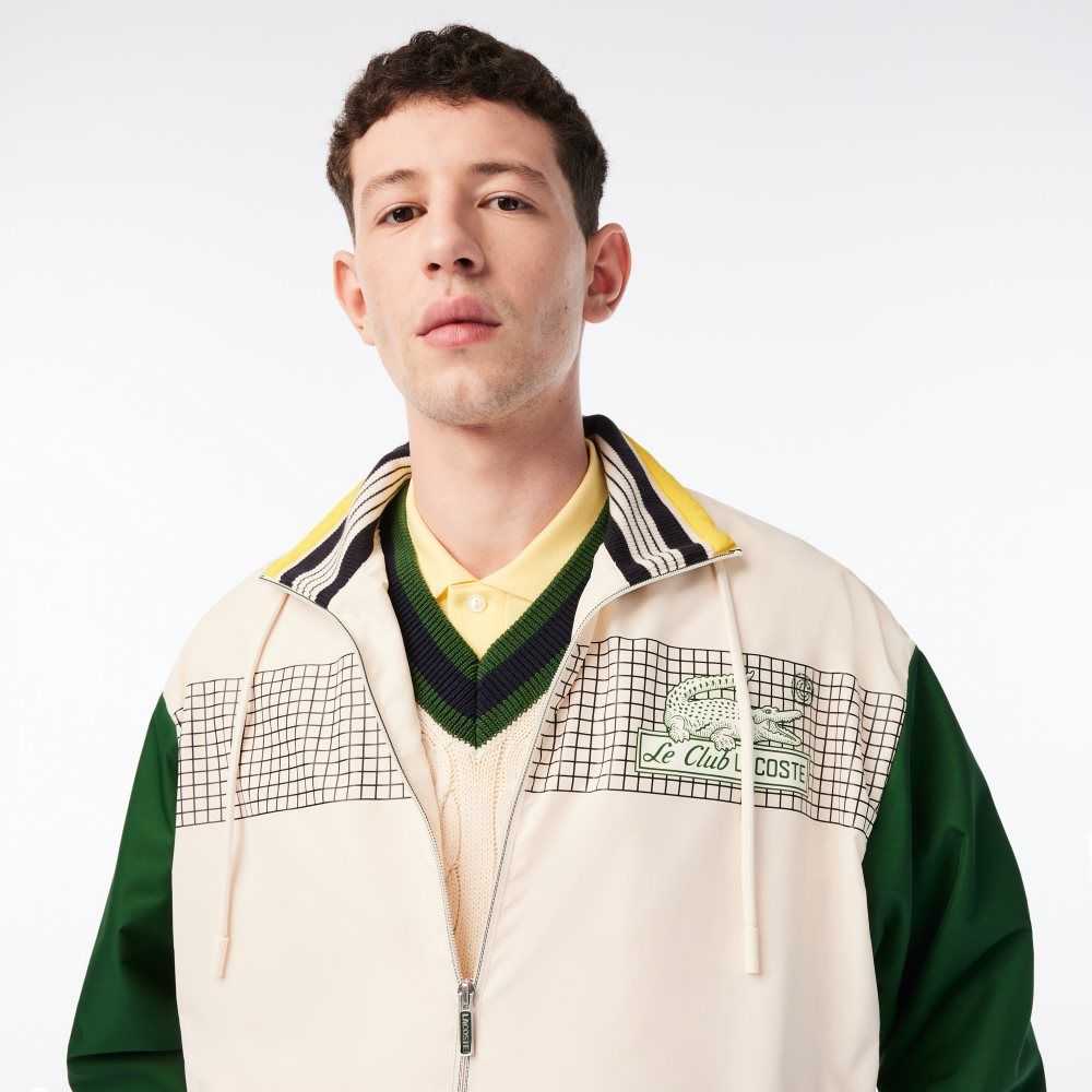 Lacoste Recycled Polyester Track Jacket White / Green | EOUT-53120