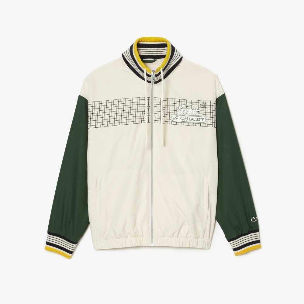 Lacoste Recycled Polyester Track Jacket White / Green | EOUT-53120