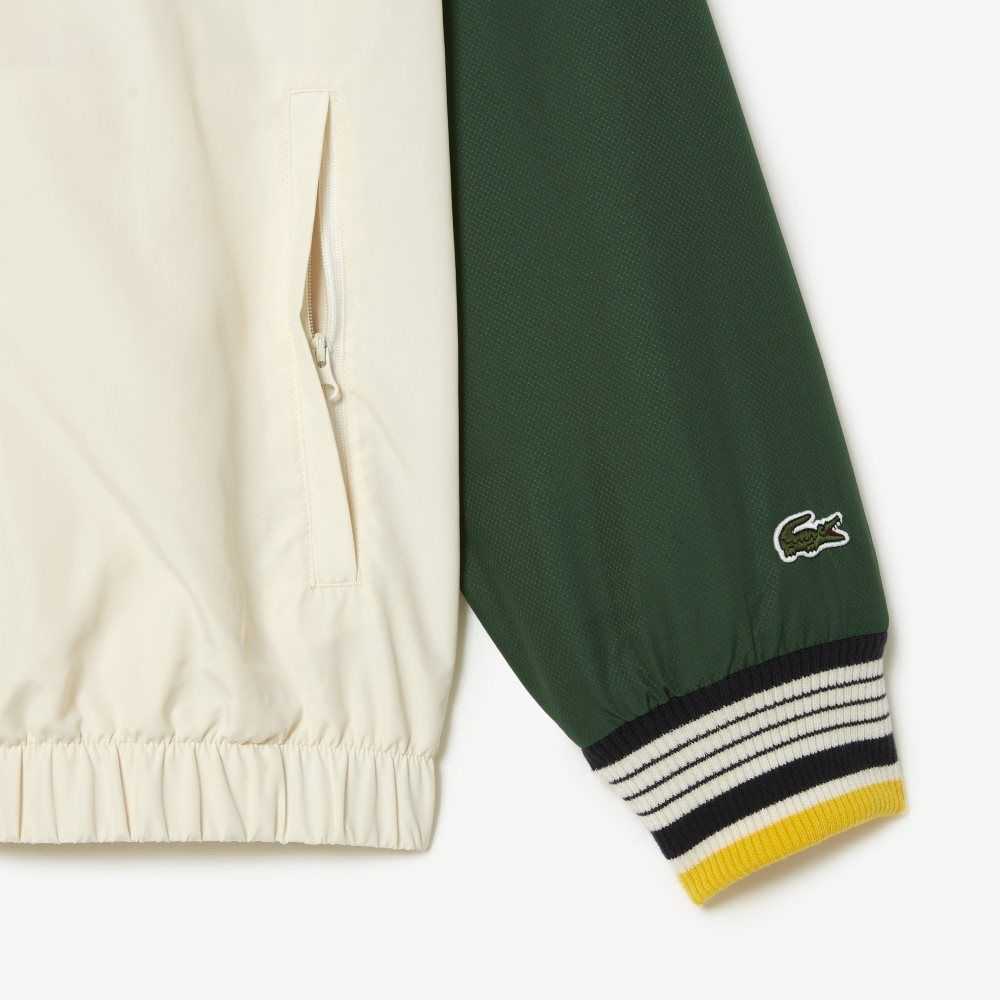 Lacoste Recycled Polyester Track Jacket White / Green | EOUT-53120