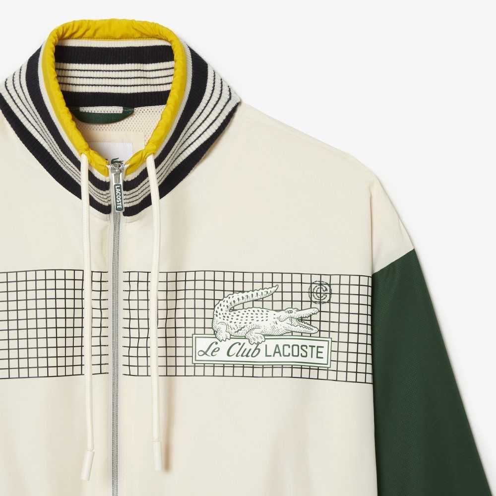 Lacoste Recycled Polyester Track Jacket White / Green | EOUT-53120