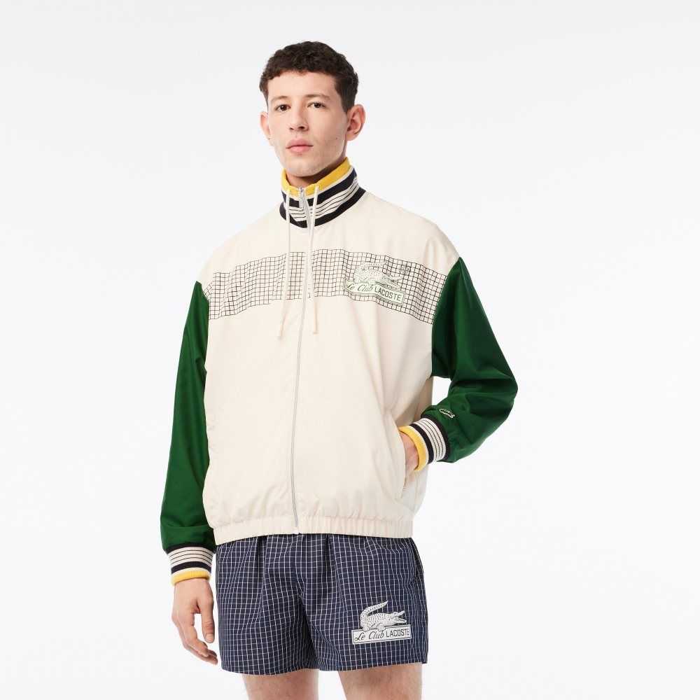 Lacoste Recycled Polyester Track Jacket White / Green | EOUT-53120