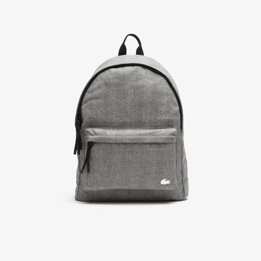 Lacoste Reflective Monogram Print Backpack Gris Chine Monogramme | GERI-40852