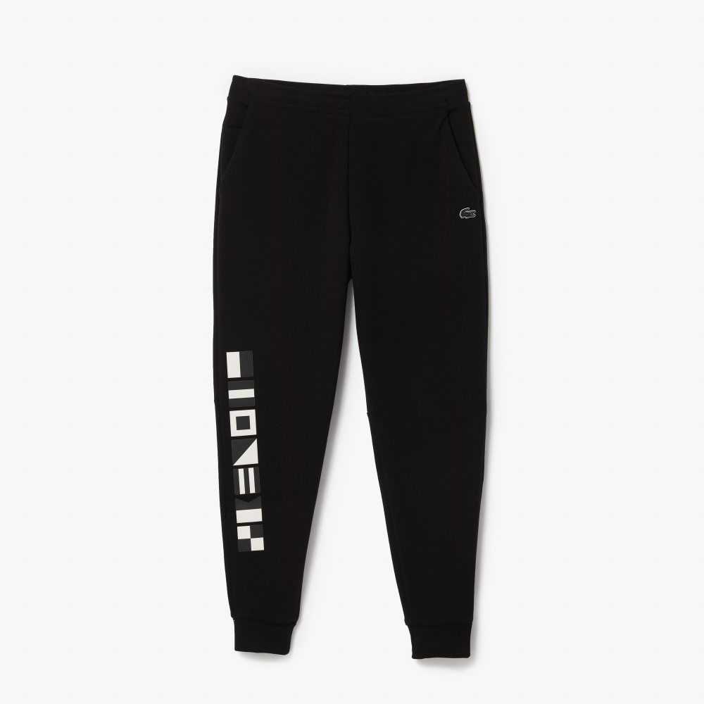 Lacoste Reflective Print Trackpants Black | JUPV-17934