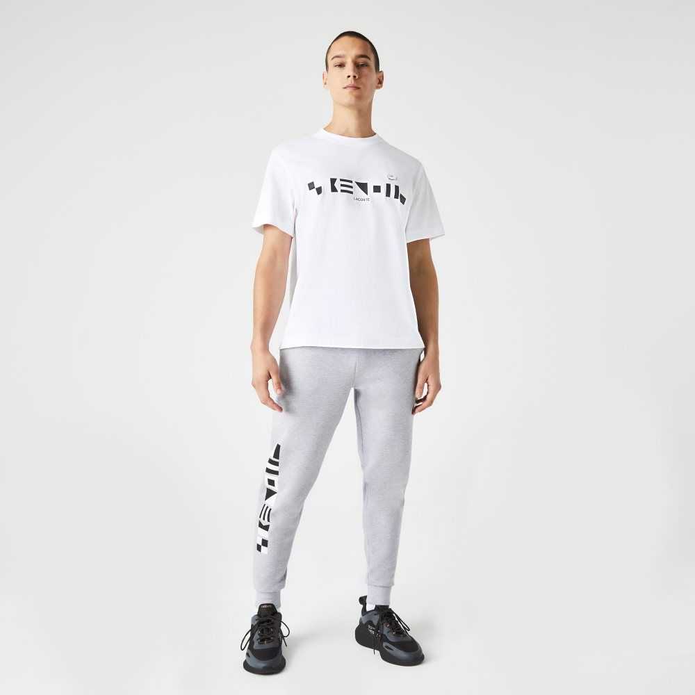 Lacoste Reflective Print Trackpants Grey Chine | CGAY-39621