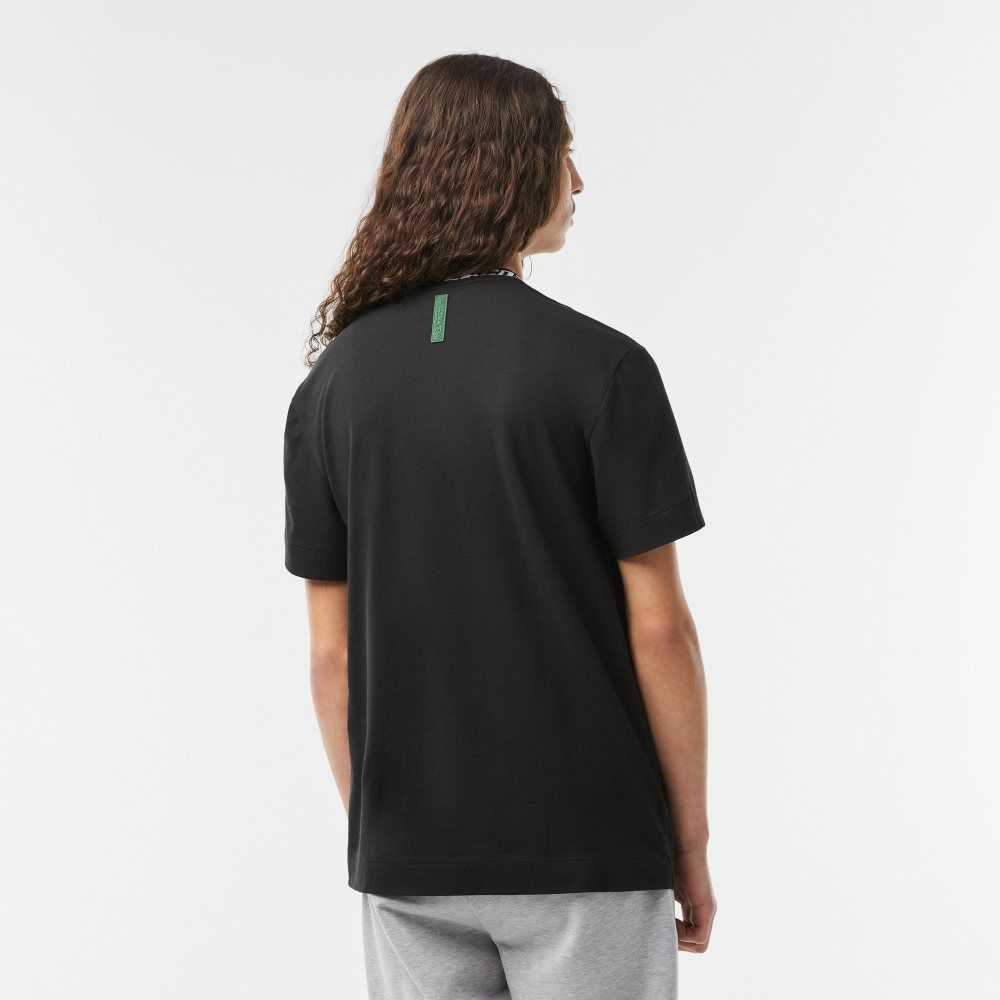 Lacoste Regular Fit Branded Collar T-Shirt Black | QWEK-64389