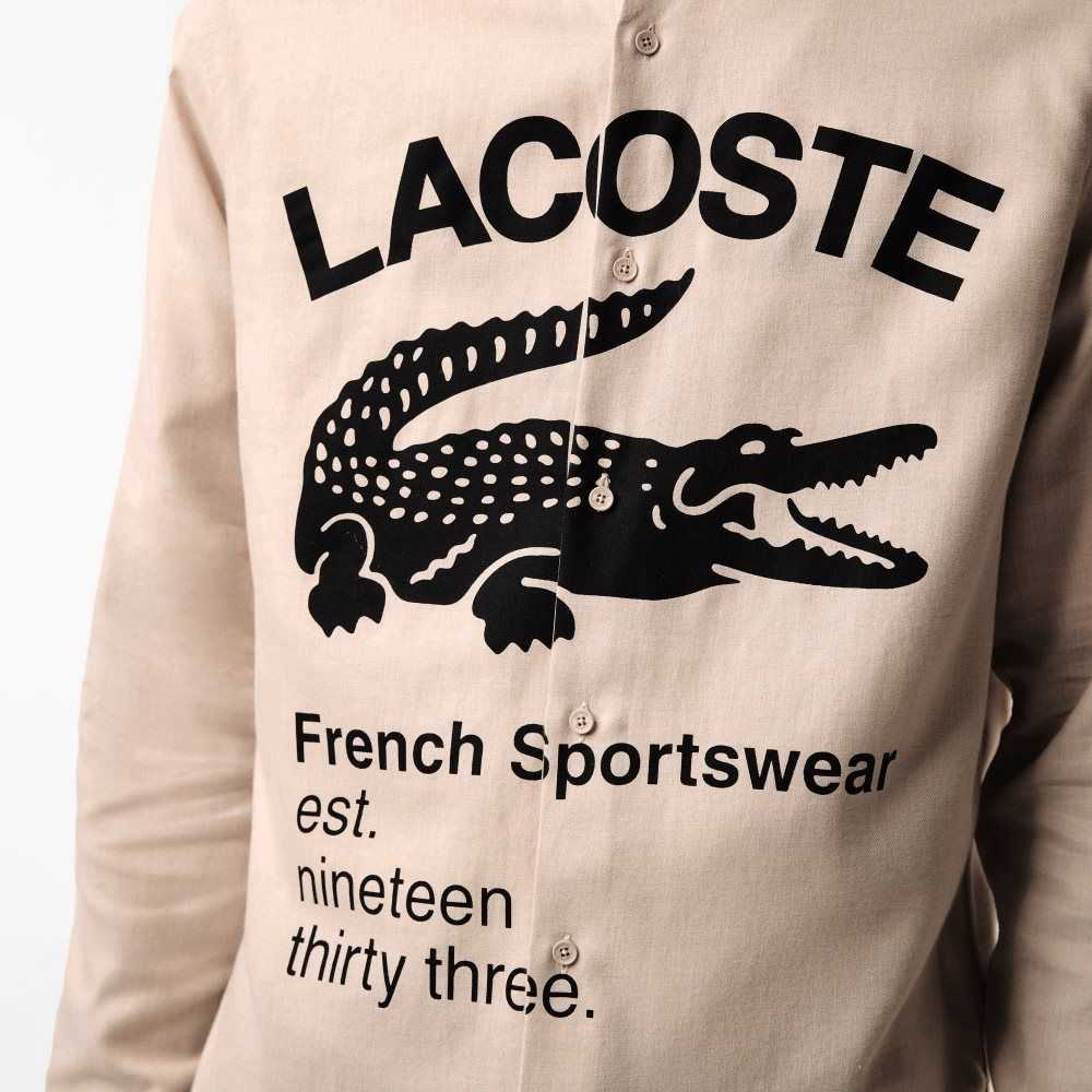 Lacoste Regular Fit Branded Flannel Shirt Beige / Black | XHQF-78024