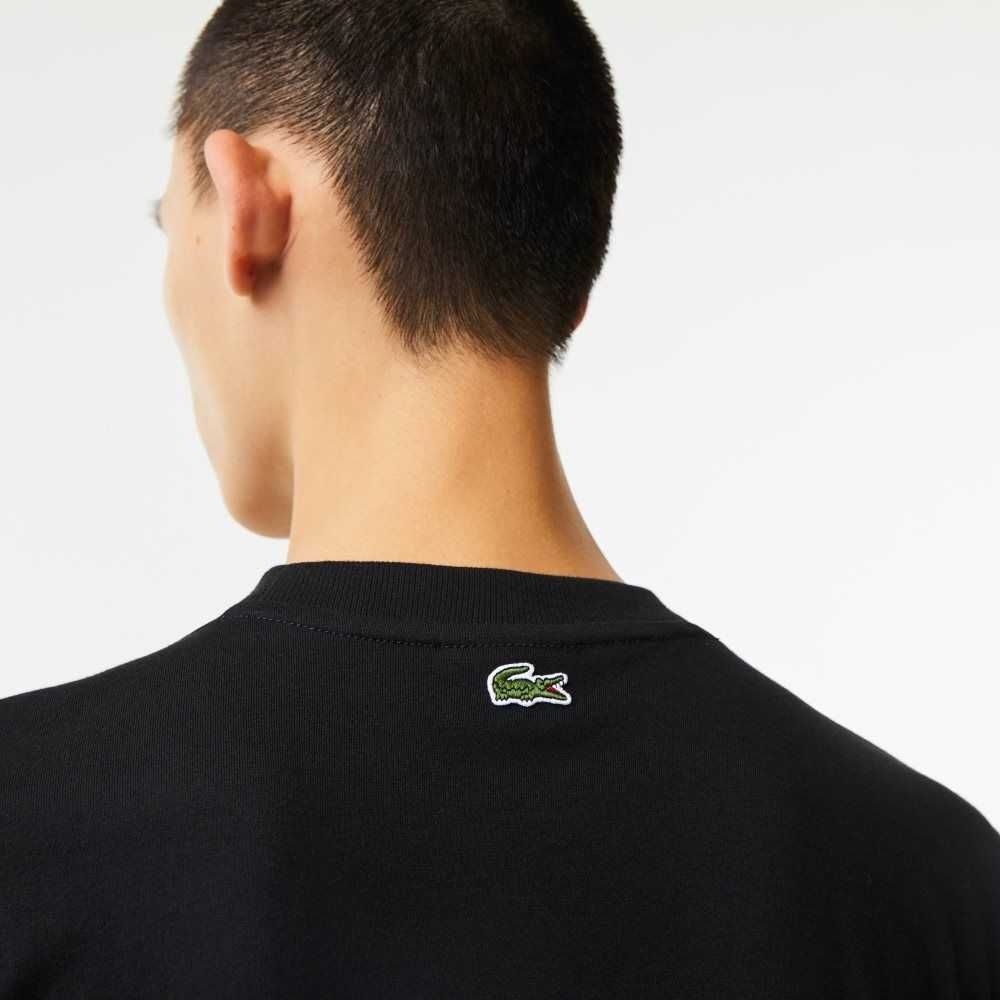 Lacoste Regular Fit Branded Monogram Print T-Shirt Black | WGED-01385
