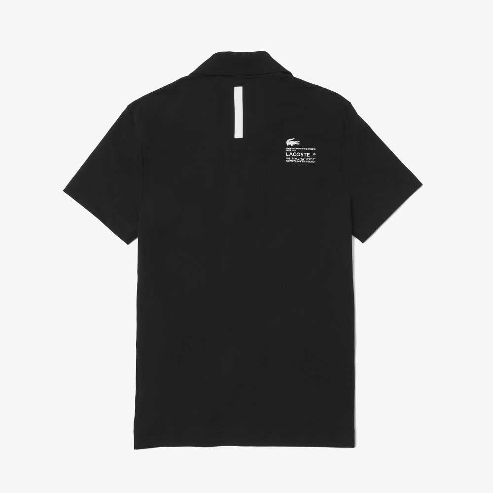 Lacoste Regular Fit Branded Pique Polo Black | HYRF-15972