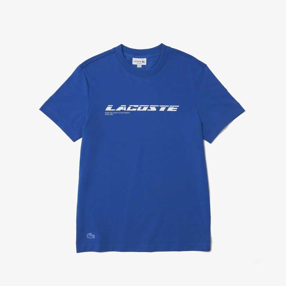 Lacoste Regular Fit Branded Pique T-Shirt Blue | NGSL-37285