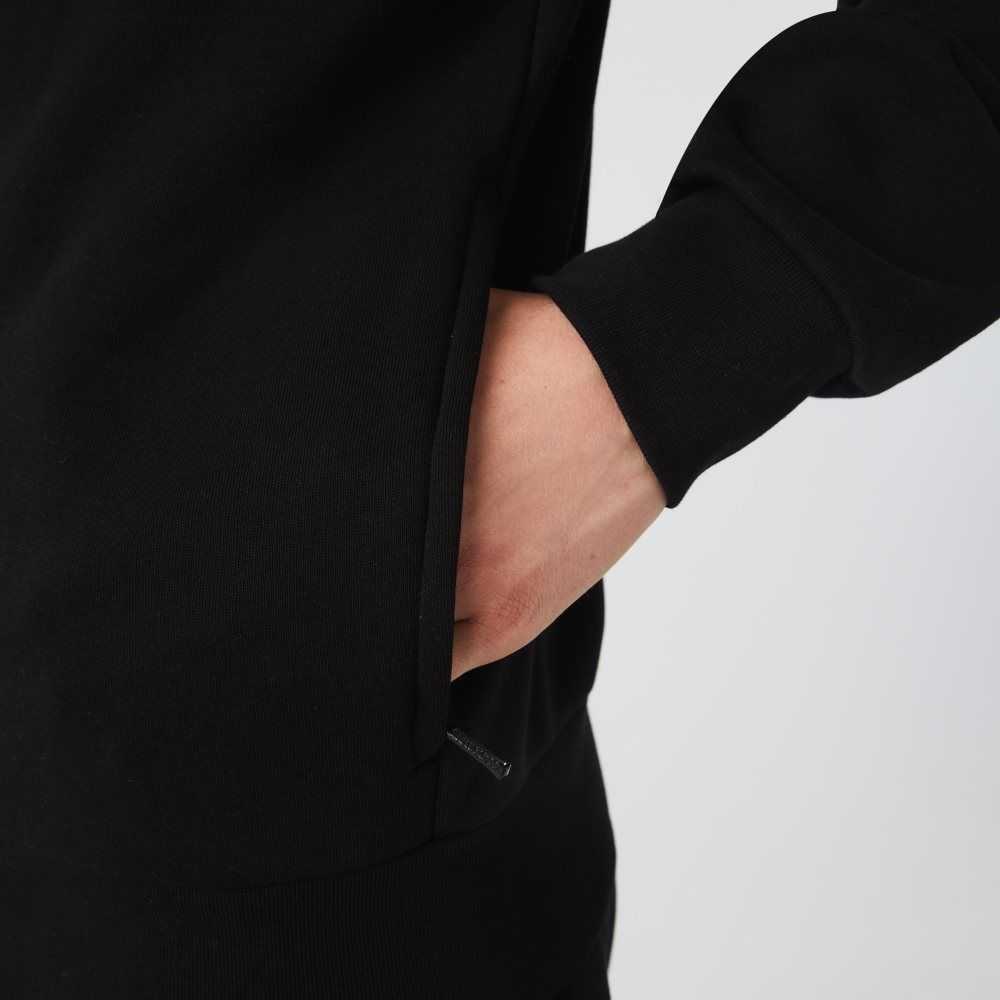 Lacoste Regular Fit Brushed Fleece Zippered Sweatshirt Black | JRFN-08592