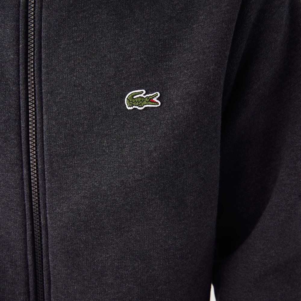 Lacoste Regular Fit Brushed Fleece Zippered Sweatshirt Grey | OSVZ-65024