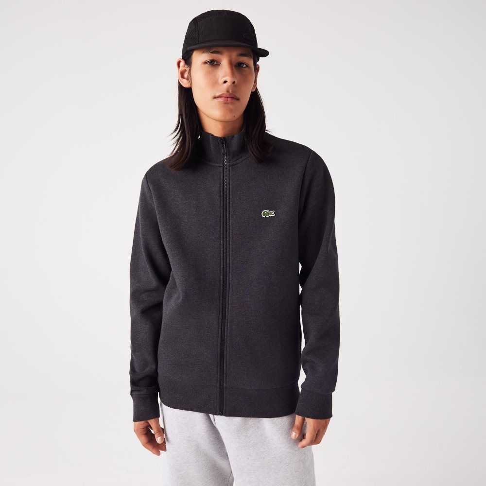 Lacoste Regular Fit Brushed Fleece Zippered Sweatshirt Grey | OSVZ-65024