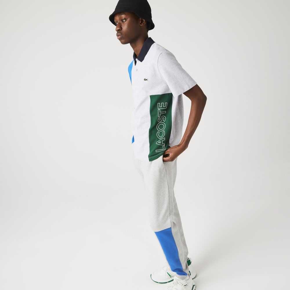 Lacoste Regular Fit Colorblock Stretch Cotton Polo Grey Chine / Blue / Green / Navy Blue | YZNH-06932