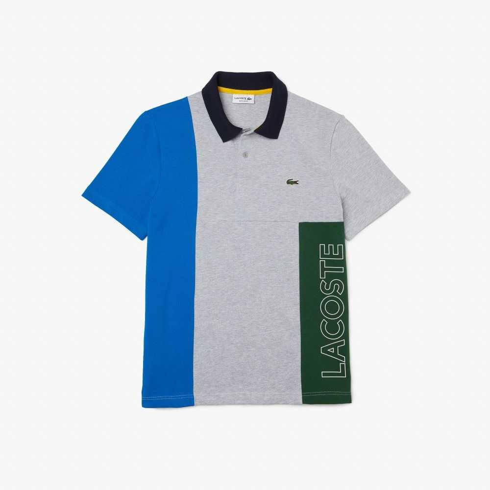 Lacoste Regular Fit Colorblock Stretch Cotton Polo Grey Chine / Blue / Green / Navy Blue | YZNH-06932