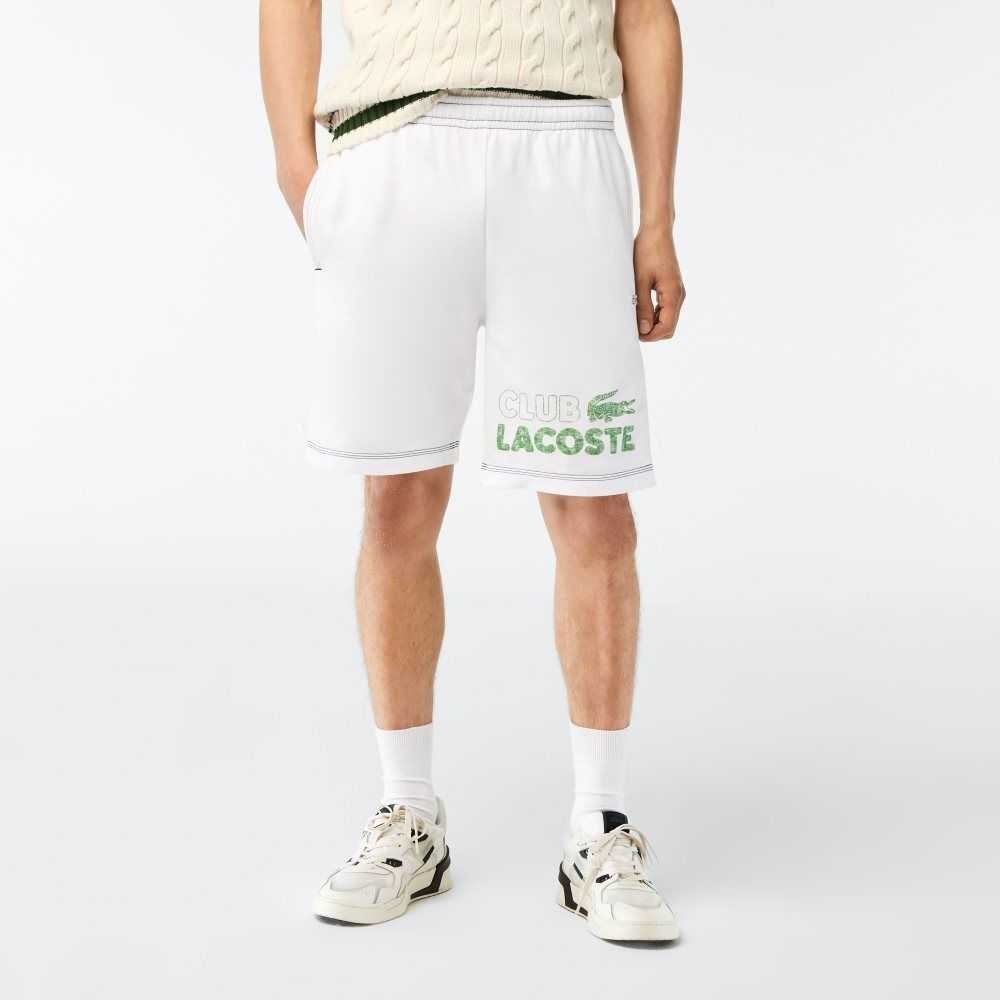 Lacoste Regular Fit Contrast Branding Fleece Shorts White | OIKV-01359