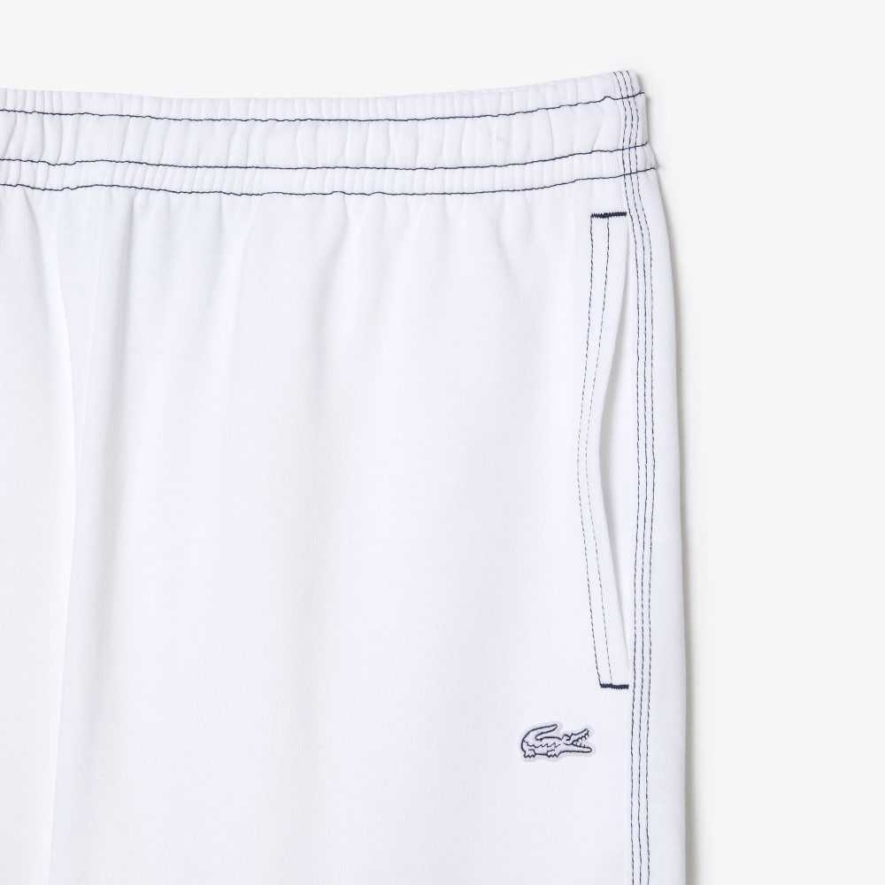 Lacoste Regular Fit Contrast Branding Fleece Shorts White | OIKV-01359